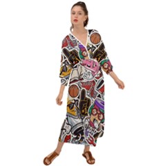 Vintage College Colorful Seamless Pattern Grecian Style  Maxi Dress by Amaryn4rt