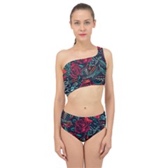 Vintage Flash Tattoos Designs Seamless Pattern Spliced Up Two Piece Swimsuit by Amaryn4rt