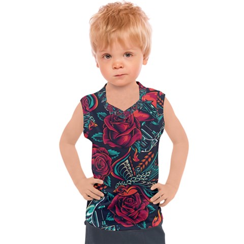 Vintage Flash Tattoos Designs Seamless Pattern Kids  Sport Tank Top by Amaryn4rt