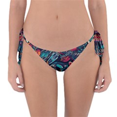Vintage Tattoos Colorful Seamless Pattern Reversible Bikini Bottom by Amaryn4rt