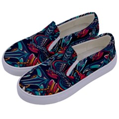 Vintage Tattoos Colorful Seamless Pattern Kids  Canvas Slip Ons by Amaryn4rt