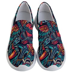 Vintage Tattoos Colorful Seamless Pattern Women s Lightweight Slip Ons by Amaryn4rt