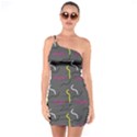 Gray pattern One Soulder Bodycon Dress View1