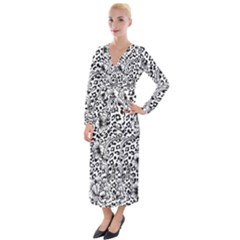 Vector-eclectic-fabric-seamless-pattern-animal-background-with-baroque-ornament Velvet Maxi Wrap Dress by Sobalvarro