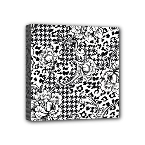 Vector-eclectic-fabric-seamless-pattern-animal-and-plaid-background-with-baroque-ornament Mini Canvas 4  X 4  (stretched) by Sobalvarro