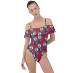 Zombie Virus Frill Detail One Piece Swimsuit by helendesigns