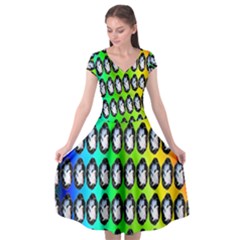 Geometric Balls Cap Sleeve Wrap Front Dress by Sparkle