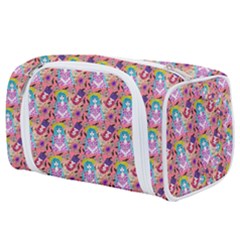 Blue Haired Girl Pattern Pink Toiletries Pouch by snowwhitegirl