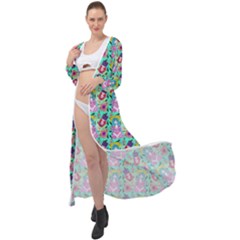 Blue Haired Girl Pattern Green Maxi Chiffon Beach Wrap by snowwhitegirl