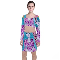 Blue Haired Girl Wall Top And Skirt Sets by snowwhitegirl