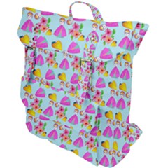 Girl With Hood Cape Heart Lemon Pattern Blue Buckle Up Backpack by snowwhitegirl