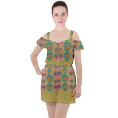 Americana 2 Ruffle Cut Out Chiffon Playsuit by emmamatrixworm