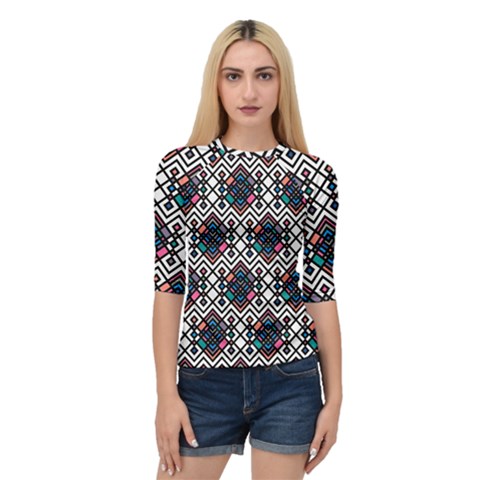 Boho Geometric Quarter Sleeve Raglan Tee by tmsartbazaar