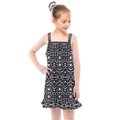 Ethnic Black And White Geometric Print Kids  Overall Dress by dflcprintsclothing