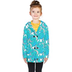 Cloudy Blue Moon Kids  Double Breasted Button Coat by tmsartbazaar