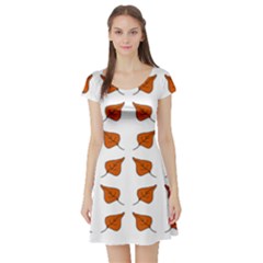 Fallen Leaves Autumn Short Sleeve Skater Dress by HermanTelo