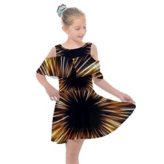 Color Gold Yellow Kids  Shoulder Cutout Chiffon Dress by HermanTelo