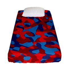 Red And Blue Camouflage Pattern Fitted Sheet (single Size) by SpinnyChairDesigns