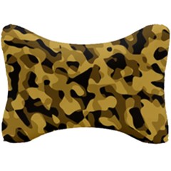Black Yellow Brown Camouflage Pattern Seat Head Rest Cushion by SpinnyChairDesigns