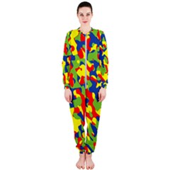 Colorful Rainbow Camouflage Pattern Onepiece Jumpsuit (ladies)  by SpinnyChairDesigns