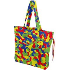 Colorful Rainbow Camouflage Pattern Drawstring Tote Bag by SpinnyChairDesigns