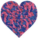 Blue and Pink Camouflage Pattern Wooden Puzzle Heart View1