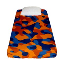 Blue And Orange Camouflage Pattern Fitted Sheet (single Size) by SpinnyChairDesigns