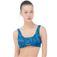 Blue Turquoise Teal Camouflage Pattern The Little Details Bikini Top by SpinnyChairDesigns