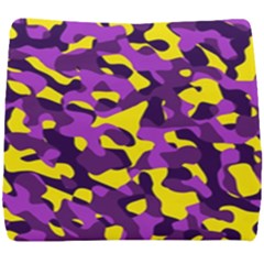 Purple And Yellow Camouflage Pattern Seat Cushion by SpinnyChairDesigns