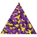 Purple and Yellow Camouflage Pattern Wooden Puzzle Triangle View1