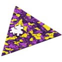 Purple and Yellow Camouflage Pattern Wooden Puzzle Triangle View3
