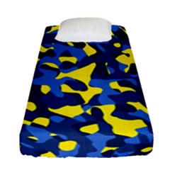 Blue And Yellow Camouflage Pattern Fitted Sheet (single Size) by SpinnyChairDesigns