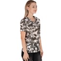 Grey and White Camouflage Pattern Women s V-Neck Scrub Top View3