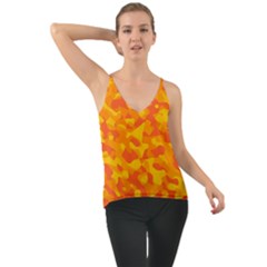 Orange And Yellow Camouflage Pattern Chiffon Cami by SpinnyChairDesigns