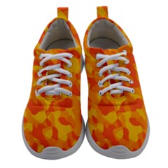 Orange And Yellow Camouflage Pattern Athletic Shoes by SpinnyChairDesigns