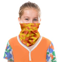 Orange And Yellow Camouflage Pattern Face Covering Bandana (kids) by SpinnyChairDesigns