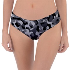 Grey And Black Camouflage Pattern Reversible Classic Bikini Bottoms by SpinnyChairDesigns
