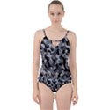 Grey and Black Camouflage Pattern Cut Out Top Tankini Set View1