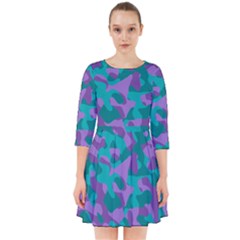 Purple And Teal Camouflage Pattern Smock Dress by SpinnyChairDesigns