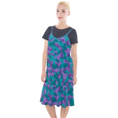 Purple And Teal Camouflage Pattern Camis Fishtail Dress by SpinnyChairDesigns