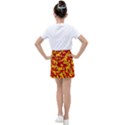 Red and Yellow Camouflage Pattern Kids  Tennis Skirt View2