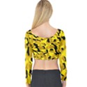 Black and Yellow Camouflage Pattern Long Sleeve Crop Top View2