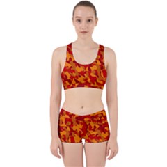Red And Orange Camouflage Pattern Work It Out Gym Set by SpinnyChairDesigns