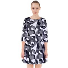 Black And White Camouflage Pattern Smock Dress by SpinnyChairDesigns