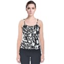 Black and White Camouflage Pattern Velvet Spaghetti Strap Top View1