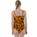 Orange and Black Camouflage Pattern Twist Front Tankini Set View2