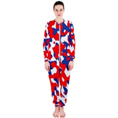Red White Blue Camouflage Pattern Onepiece Jumpsuit (ladies)  by SpinnyChairDesigns