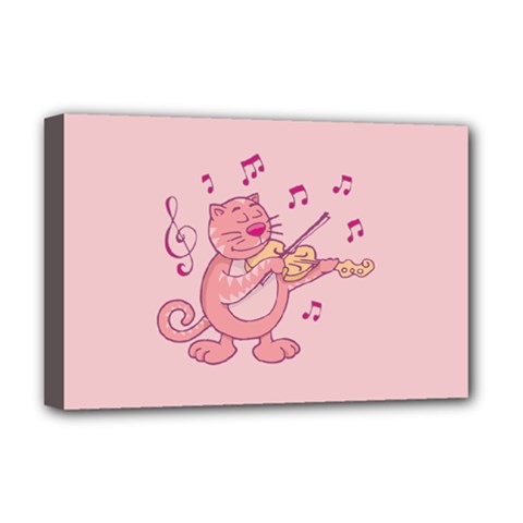 Cat With Violin Deluxe Canvas 18  X 12  (stretched) by sifis