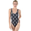 Grey Aliens Extraterrestrials UFO Faces High Leg Strappy Swimsuit View1