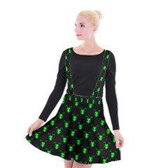 Neon Green Bug Insect Heads On Black Suspender Skater Skirt by SpinnyChairDesigns